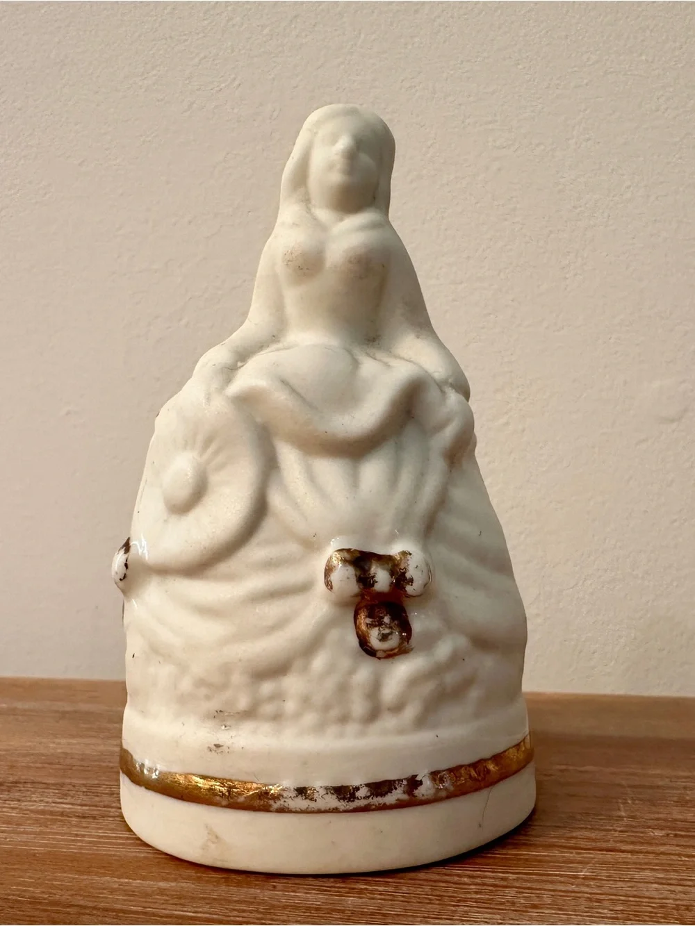 Vintage Southern Belle Porcelain Bell Cream Gold 4
